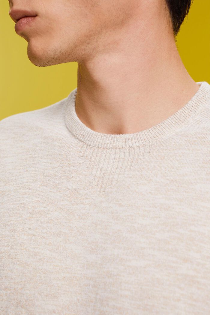 Gemêleerde gebreide trui met korte mouwen, OFF WHITE, detail image number 2
