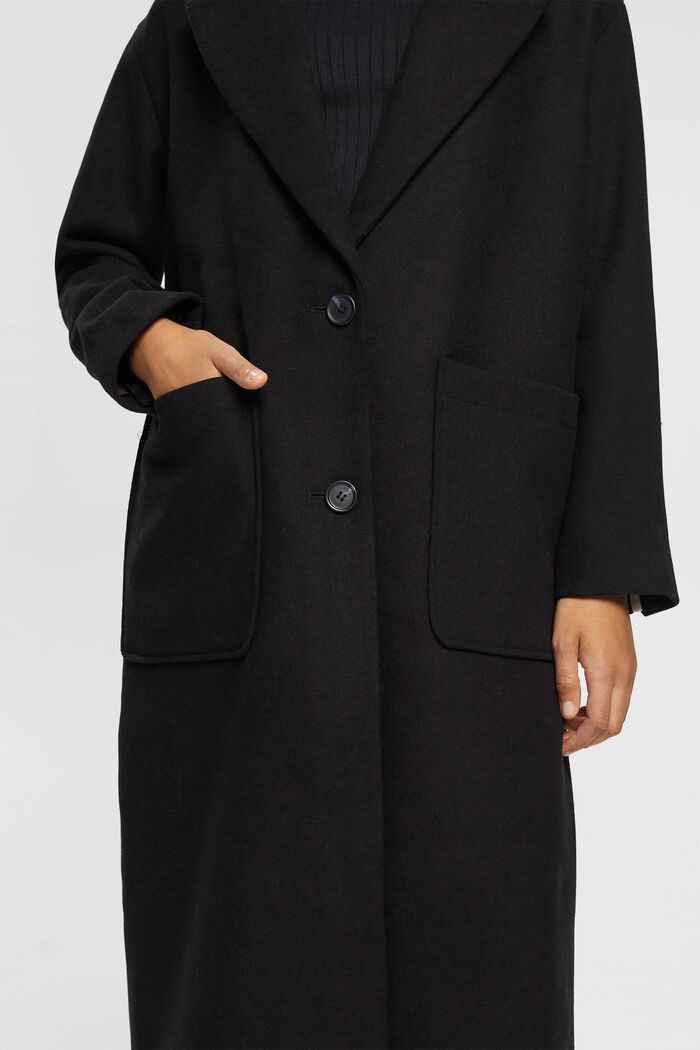 Lange mantel van een wolmix, BLACK, detail image number 2