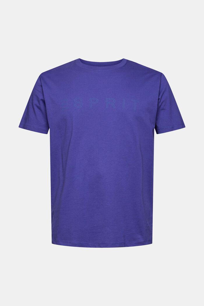Jersey T-shirt met logoprint, DARK PURPLE, overview