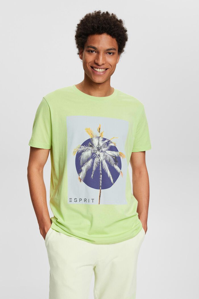 Jersey T-shirt met print, 100% katoen, LIGHT GREEN, detail image number 1