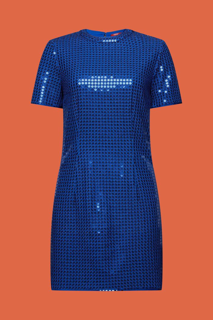 Mini-jurk met pailletjes, BRIGHT BLUE, detail image number 6