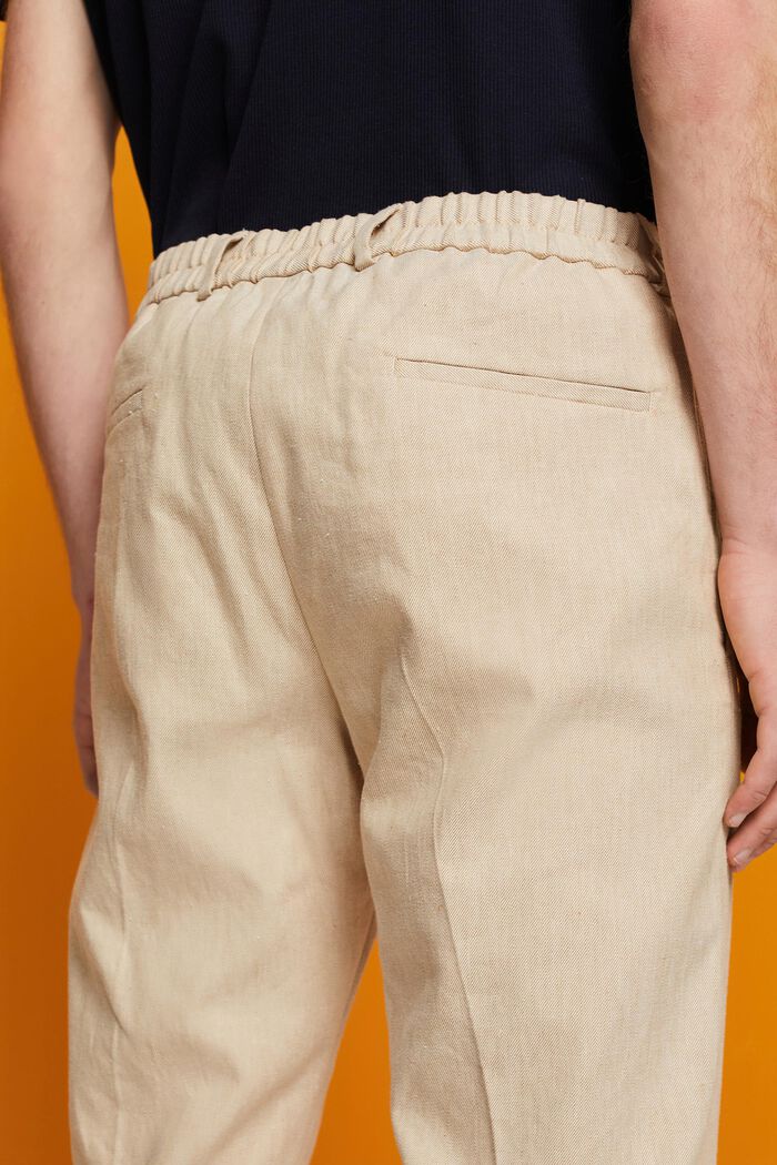 Slim fit broek van mix van een katoen-linnenmix, KHAKI BEIGE, detail image number 2