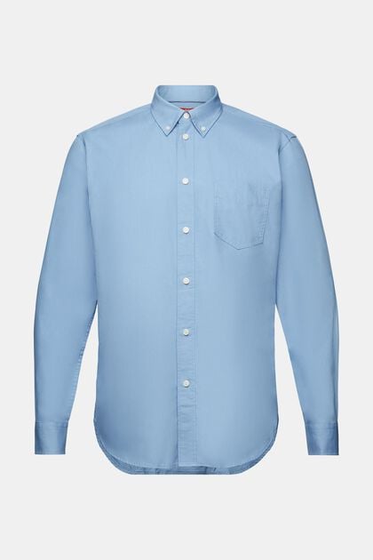 Popeline overhemd met buttondownkraag, 100% katoen