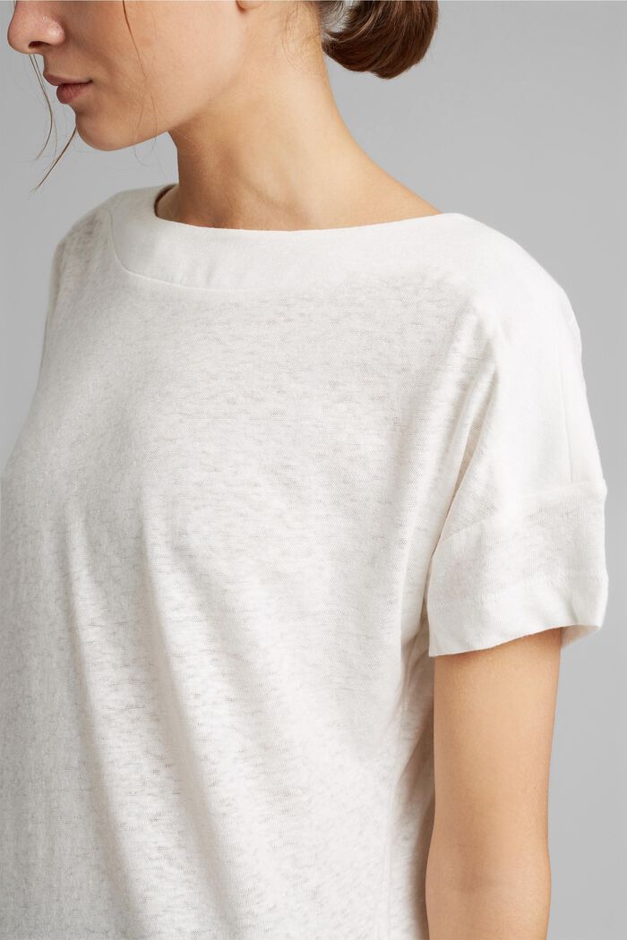 Met linnen: T-shirt met laagjeseffect, OFF WHITE, detail image number 2