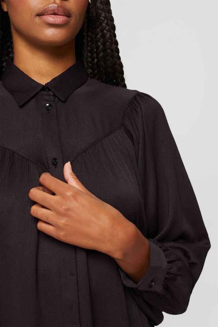 Gestructureerde blouse met wijde mouwen, BLACK, detail image number 2