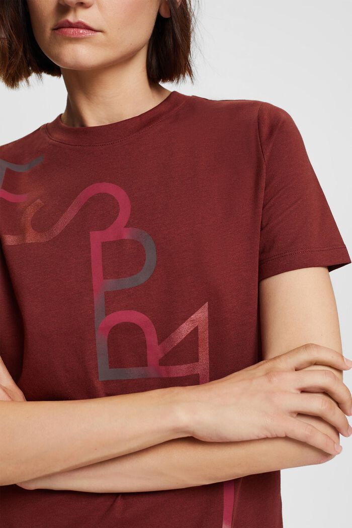 T-shirt met logo, TENCEL™-mix, BORDEAUX RED, detail image number 0