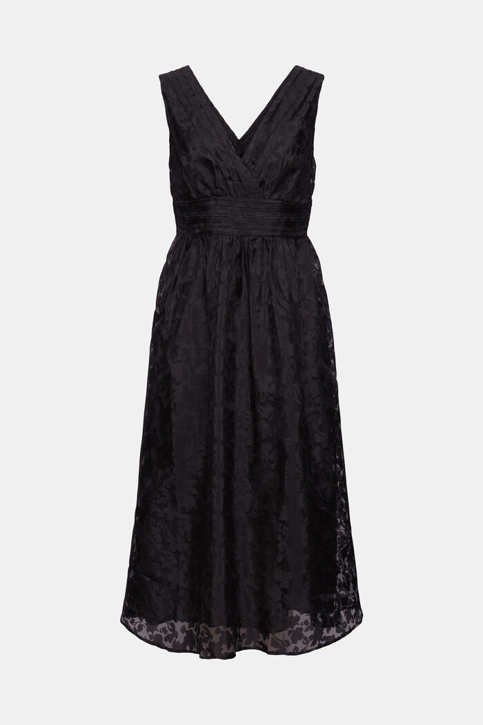 Gerecycled: jurk van tule met bloemetjesmotief, BLACK, detail image number 5