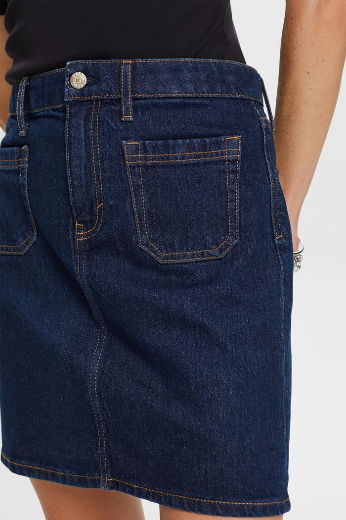 Gerecycled: jeans minirok, BLUE DARK WASHED, detail image number 2