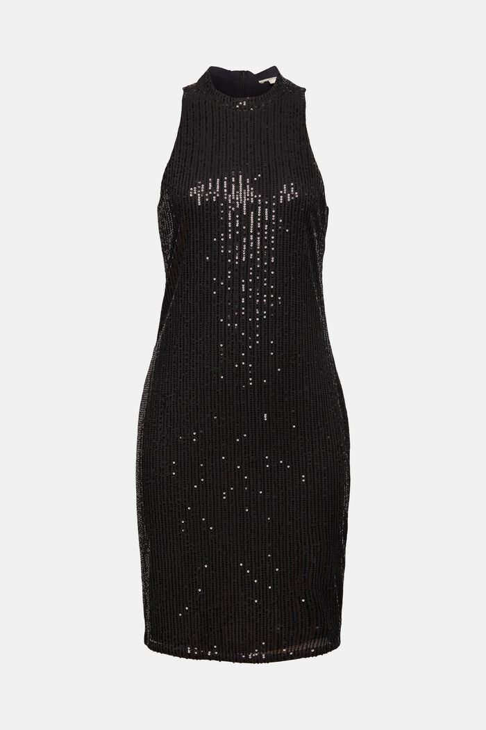 Mini-jurk met pailletjes, BLACK, overview