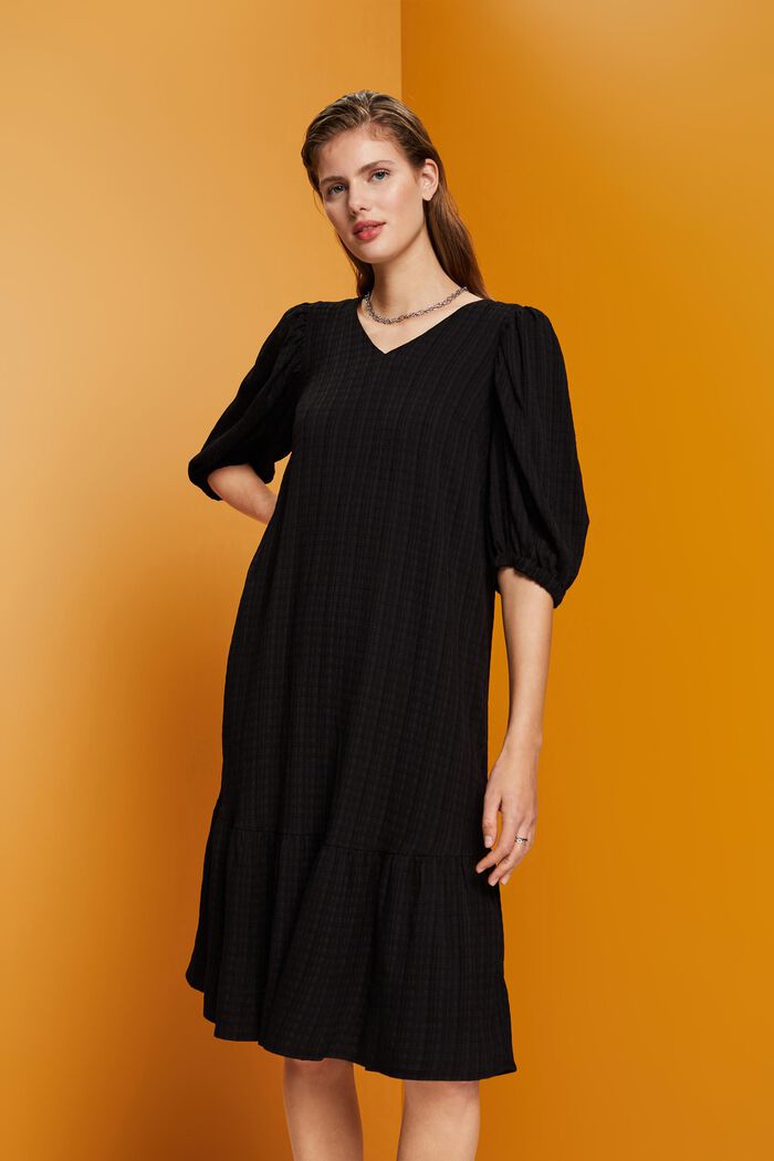 Gestructureerde midi-jurk, BLACK, detail image number 0