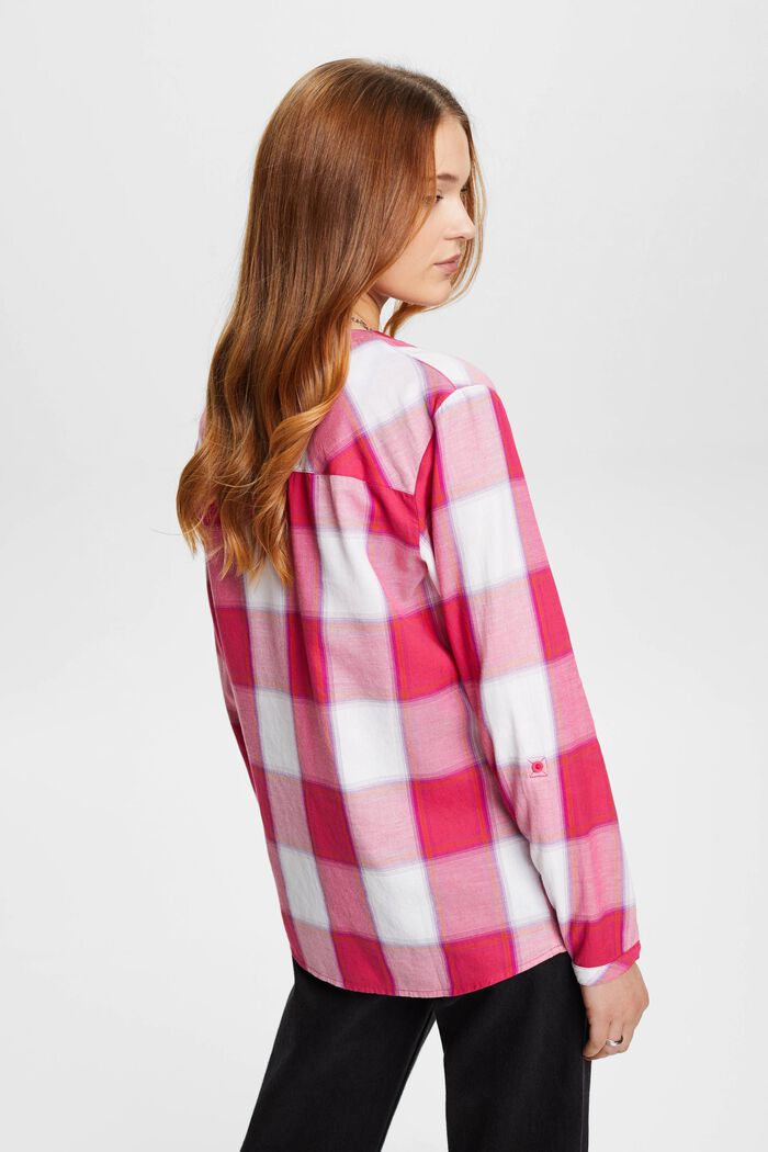 Geruite blouse van katoen, PINK FUCHSIA, detail image number 3