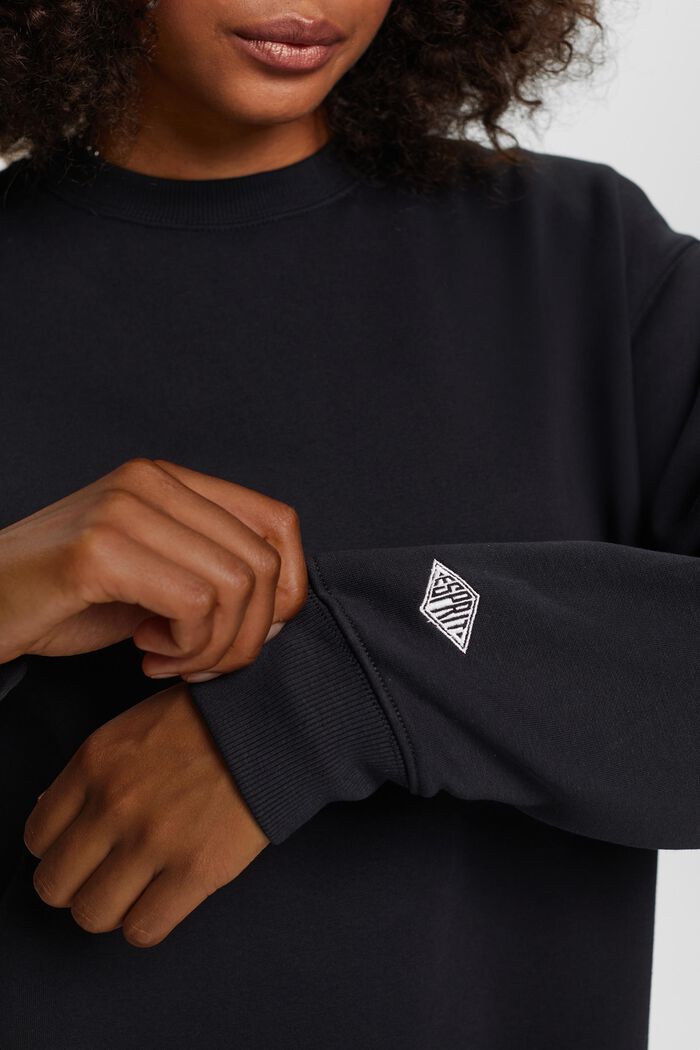 Sweatshirt van een katoenmix, BLACK, detail image number 2