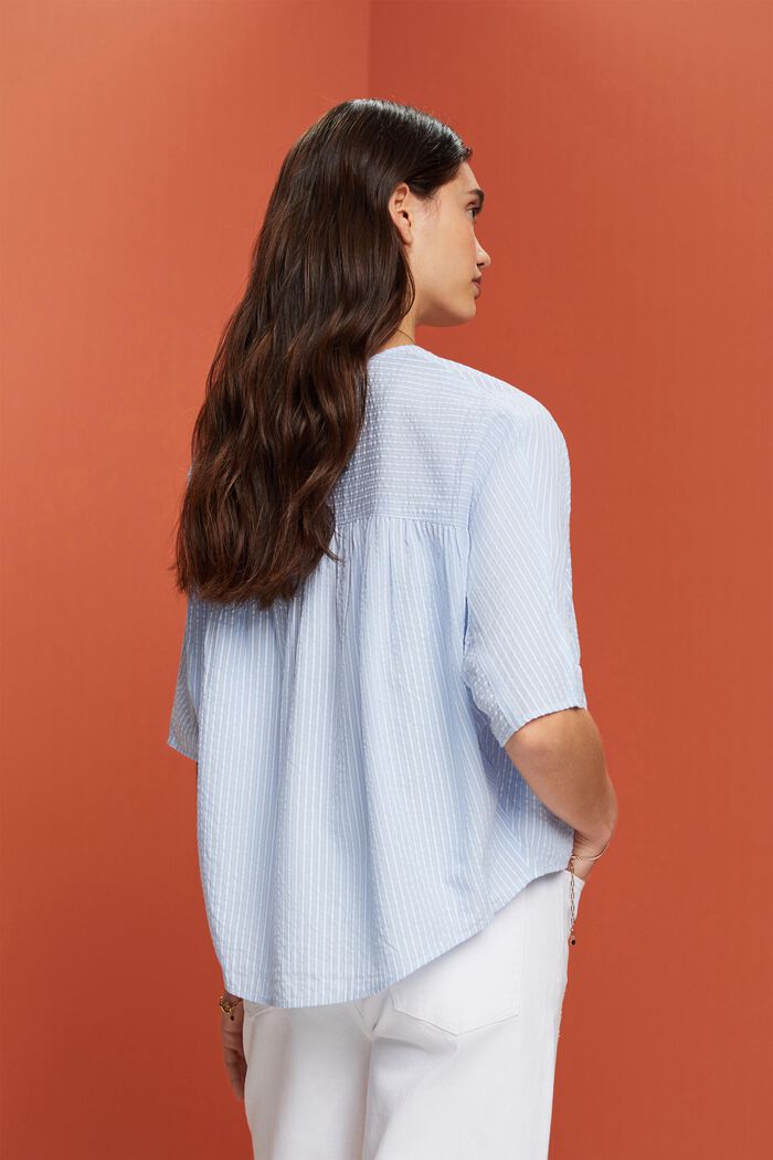 Gestructureerde blouse met korte mouwen, LIGHT BLUE, detail image number 3