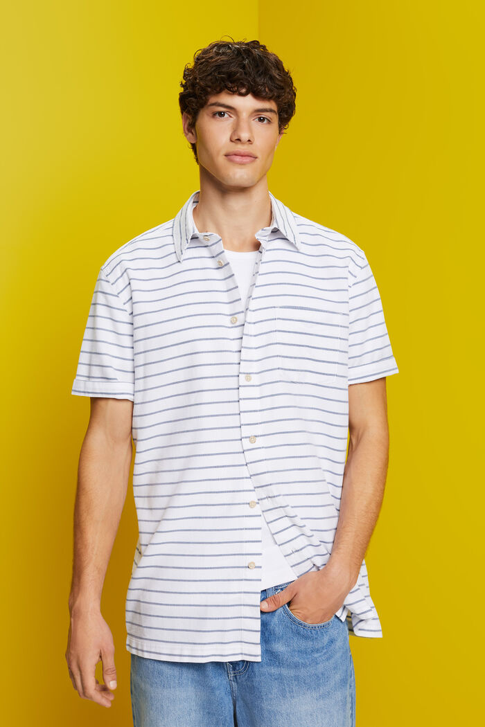 Gestreept shirt van wafelpiqué, 100% katoen, WHITE, detail image number 0
