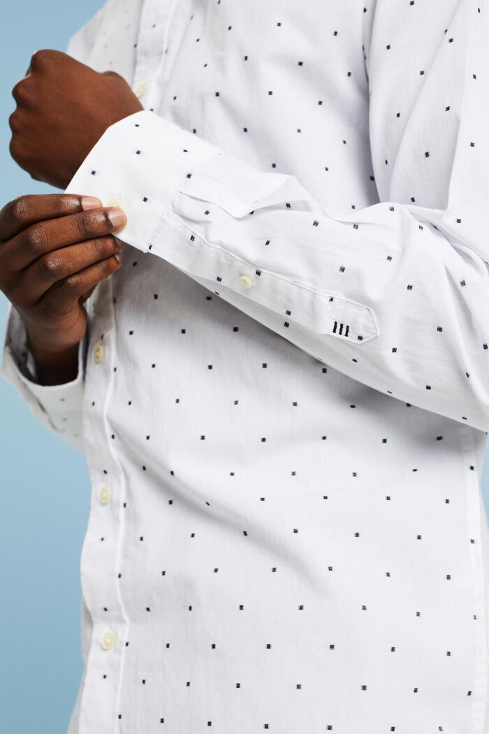 Katoenen slim fit-overhemd met borduursel, WHITE, detail image number 3