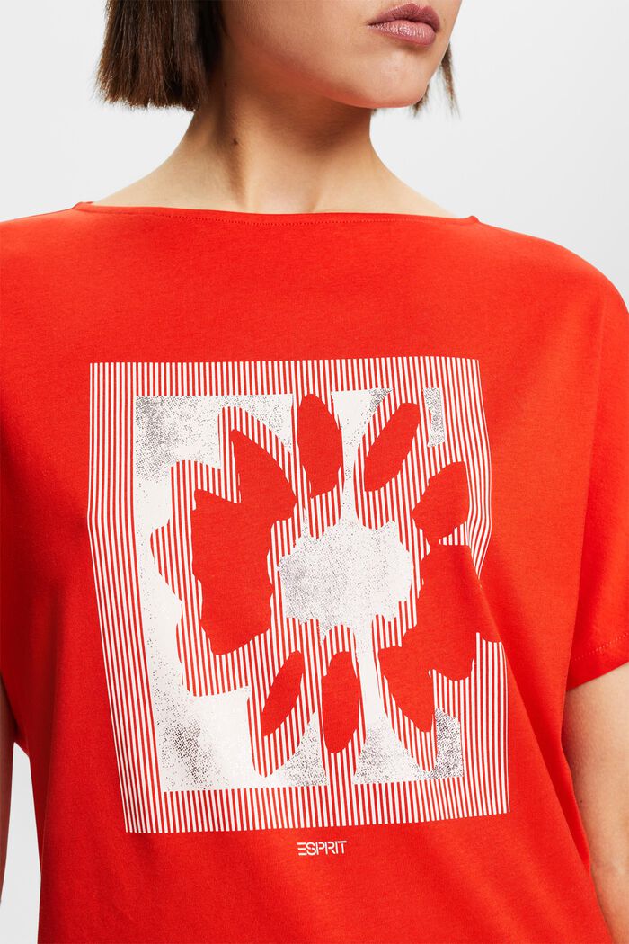 T-shirt van jersey met print op de voorkant, RED, detail image number 3