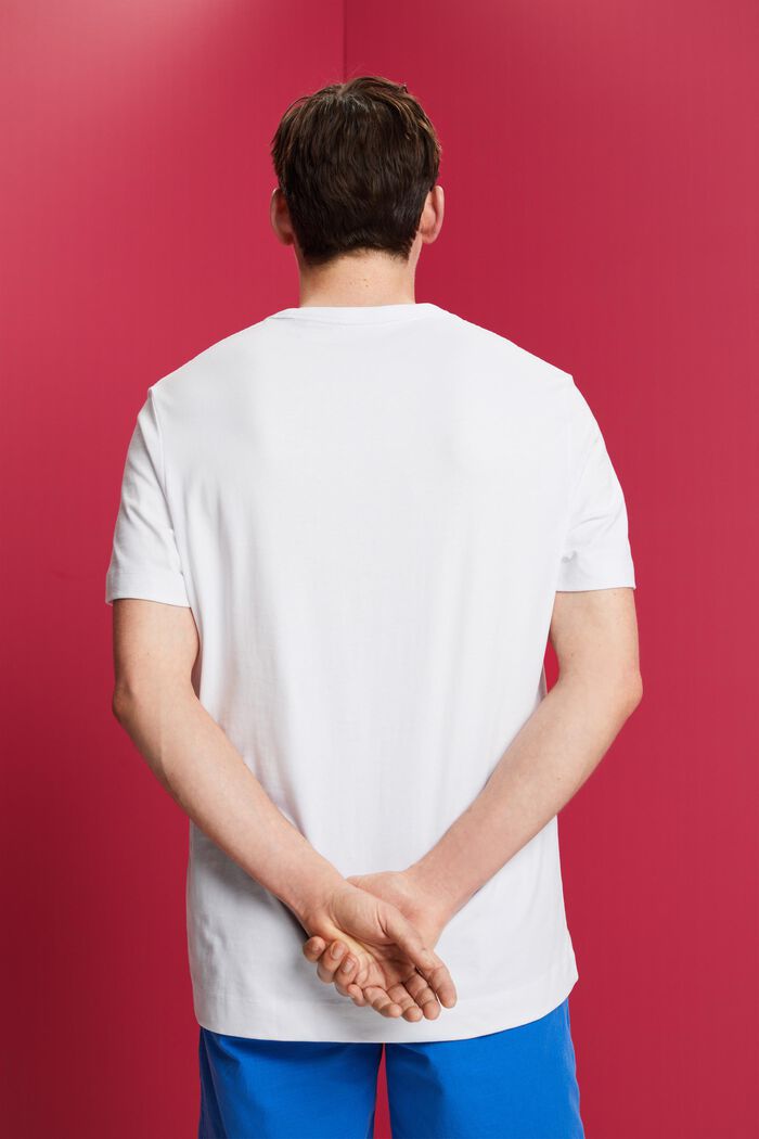 Jersey T-shirt met print op de borst, 100% katoen, WHITE, detail image number 3