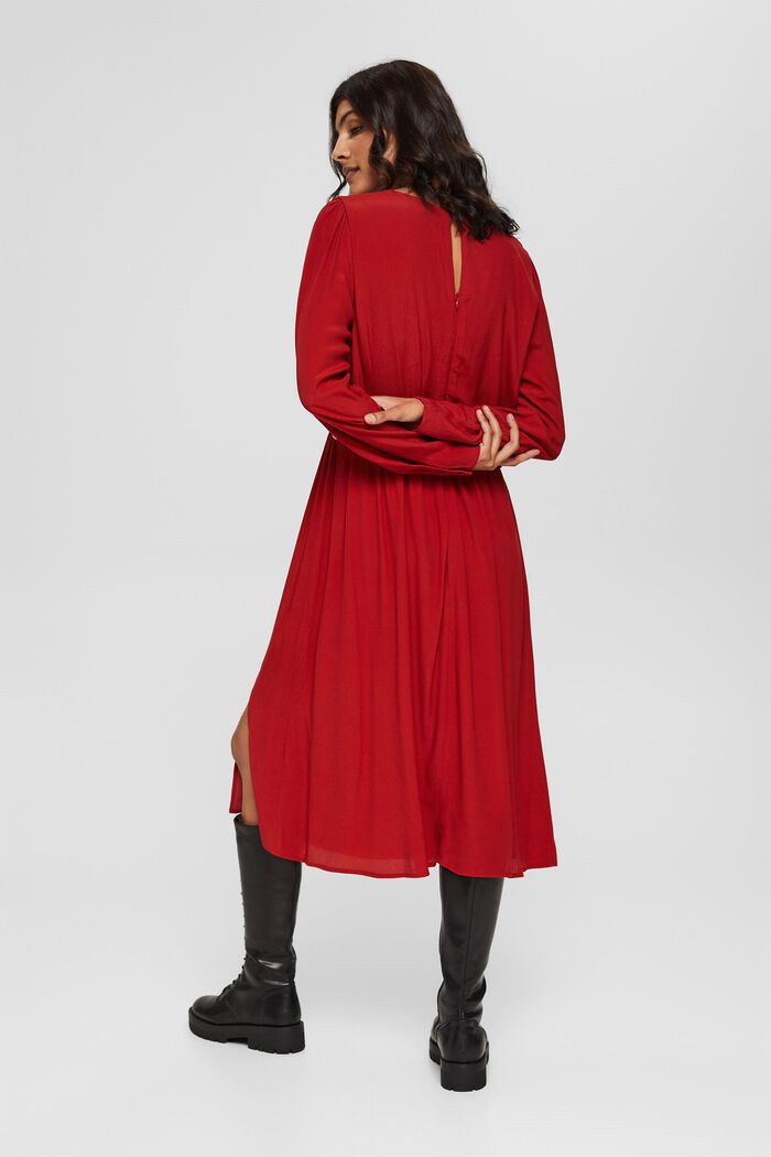 Midi-jurk van crêpe met LENZING™ ECOVERO™, DARK RED, detail image number 2