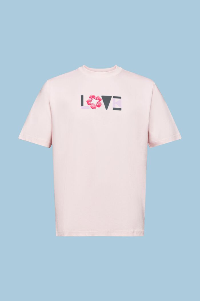 Uniseks T-shirt van pimakatoen met print, PASTEL PINK, detail image number 8