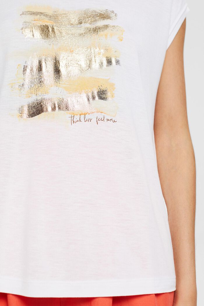 T- Shirt met glitterprint, LENZING™ ECOVERO™, WHITE, detail image number 2