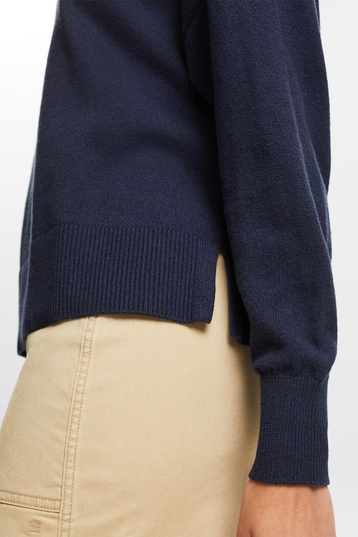 Sweater van katoen en linnen, NAVY, detail image number 3