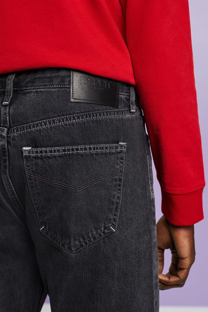 Jeans met middelhoge taille en rechte pijpen, GREY DARK WASHED, detail image number 3