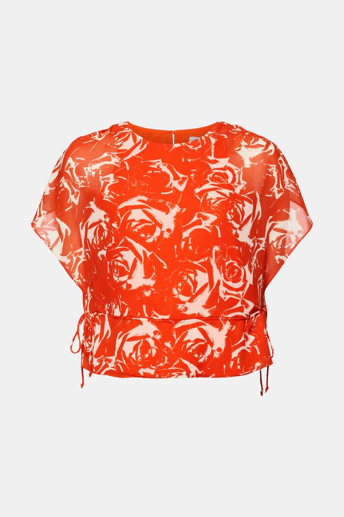 Chiffon blouse met tunnelkoord en print, BRIGHT ORANGE, detail image number 6