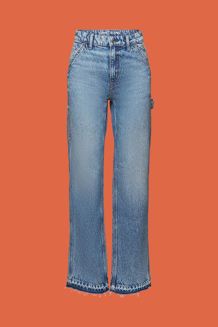 Straight jeans met hoge taille, BLUE LIGHT WASHED, detail image number 7