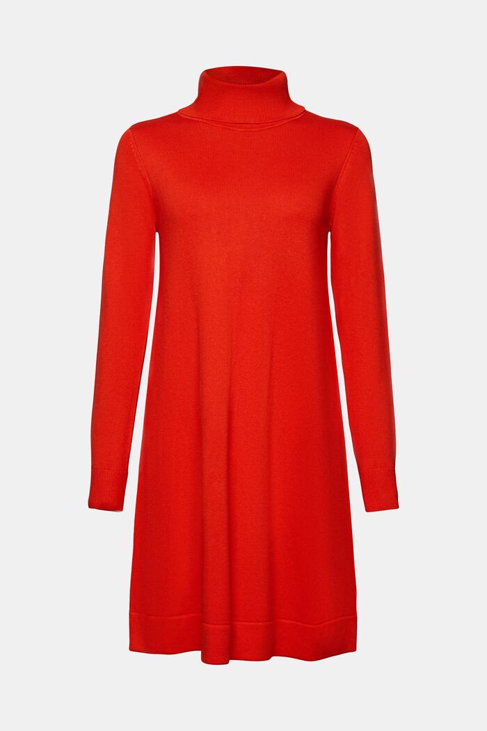 Gebreide mini-jurk met turtleneck, RED, detail image number 6