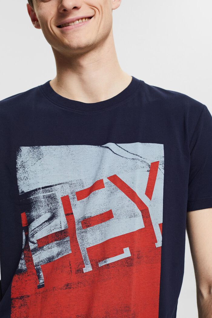 Jersey T-shirt met grote print op de voorkant, NAVY, detail image number 1