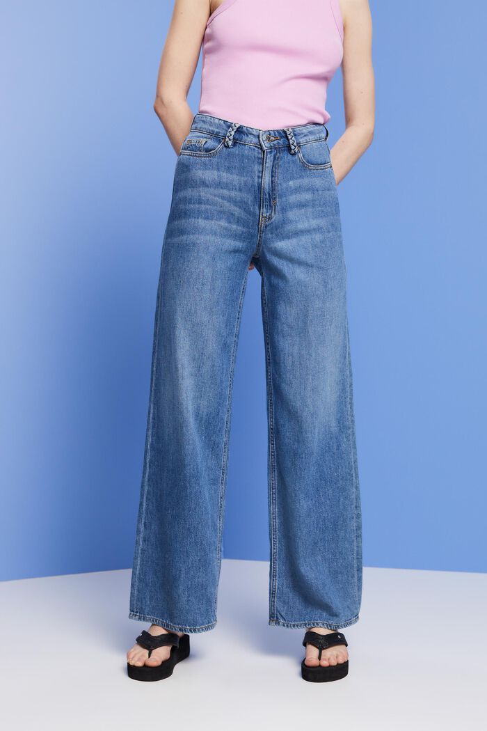 Lichte jeans met wijde pijpen, BLUE MEDIUM WASHED, detail image number 0