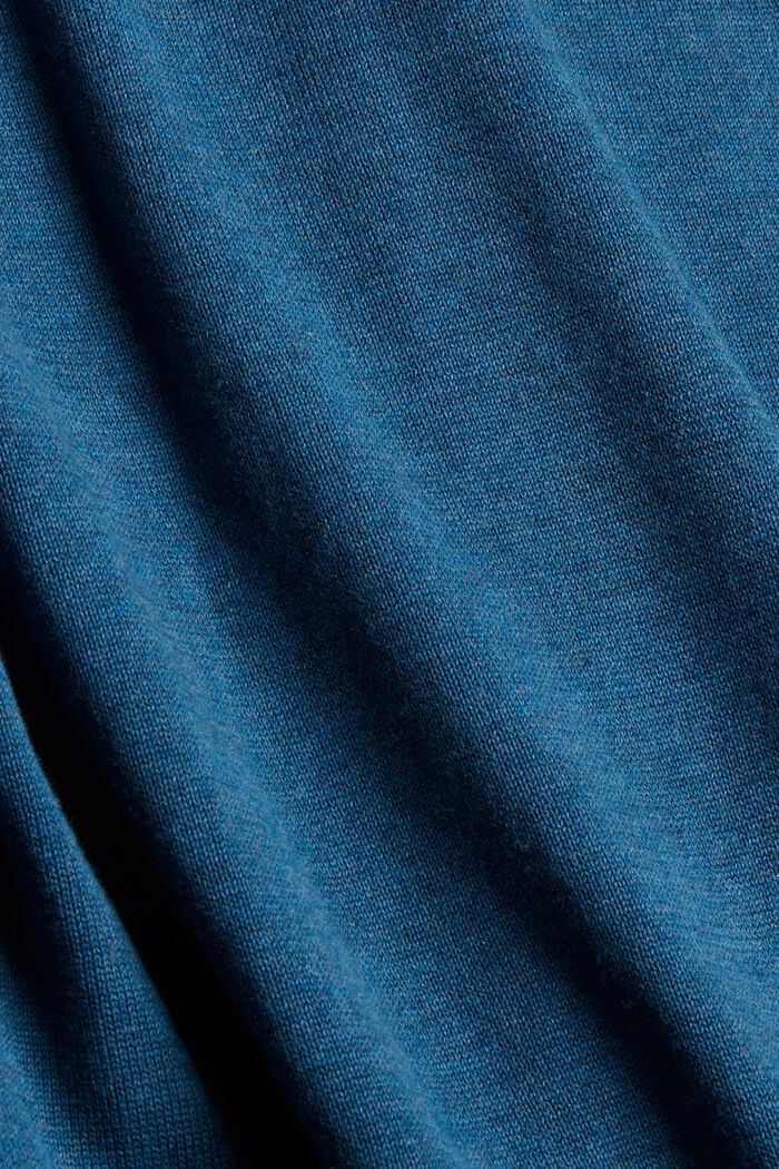 Trui met V-hals van 100% pima katoen, PETROL BLUE, detail image number 4