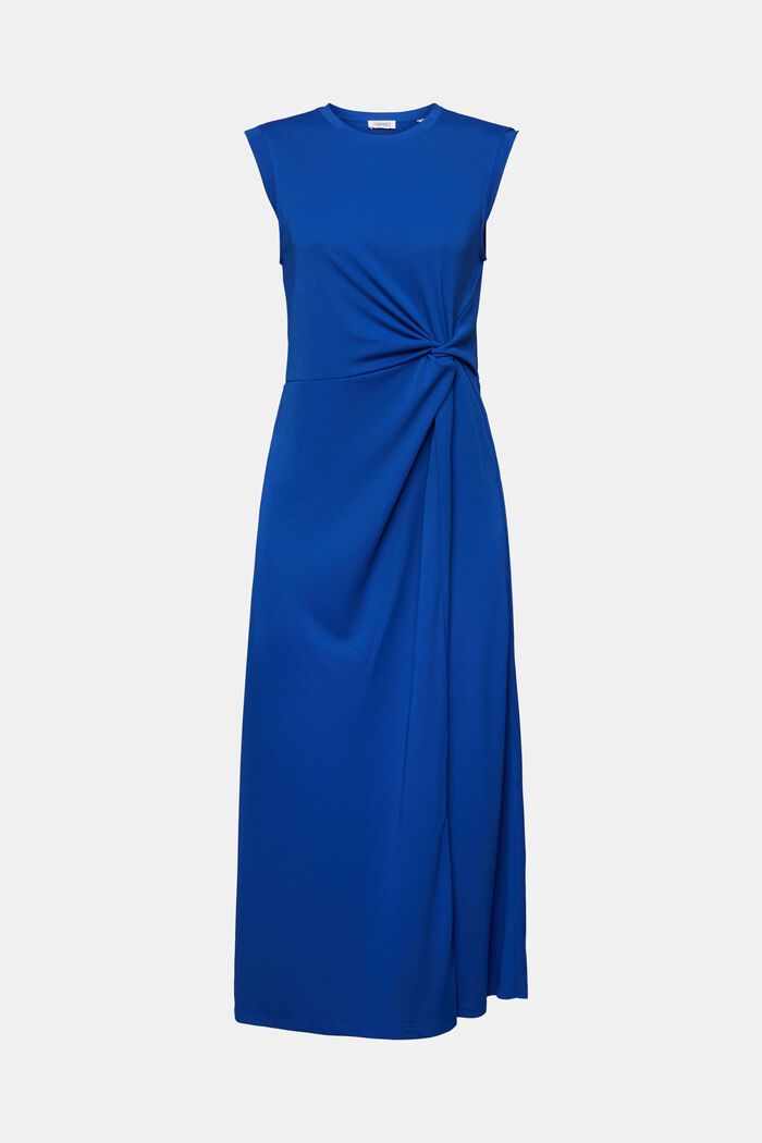 Geknoopte midi-jurk van crêpe, BRIGHT BLUE, detail image number 5