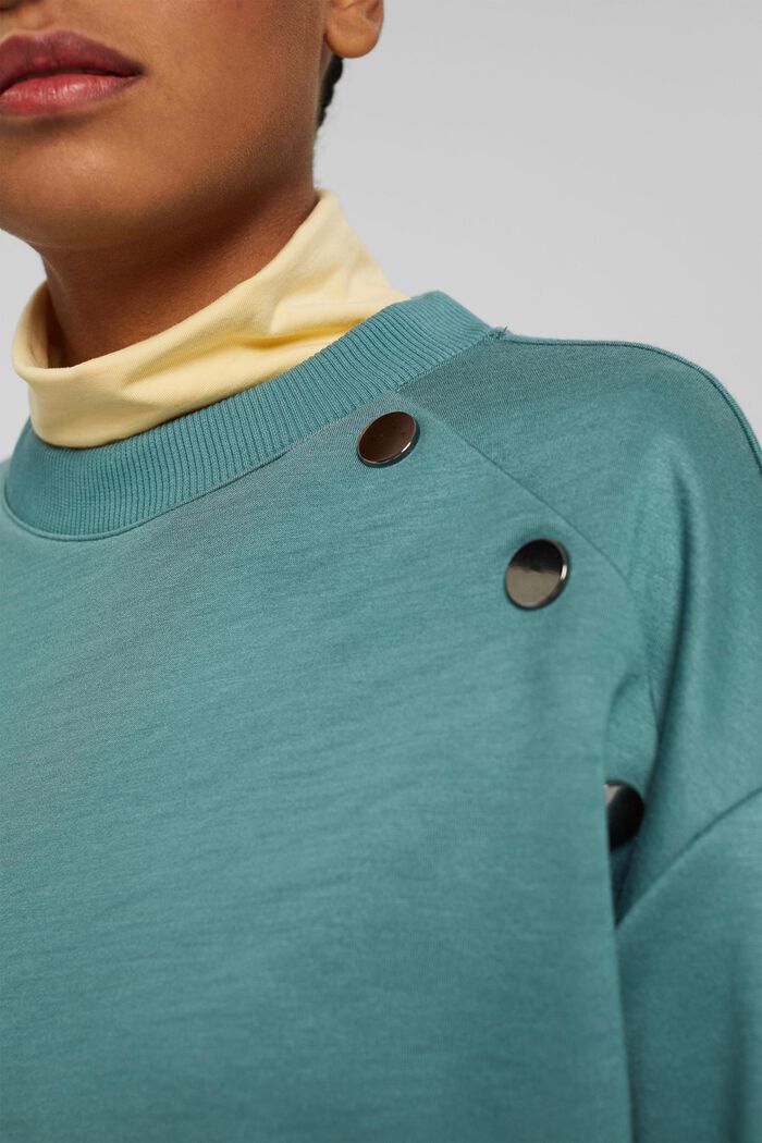 Sweatshirt met knoopdetail, TEAL BLUE, detail image number 2