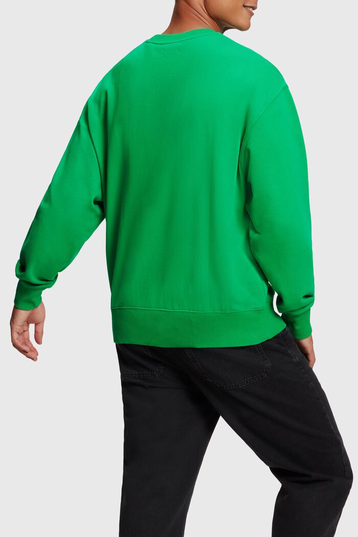 Matglanzend sweatshirt met label, GREEN, detail image number 1