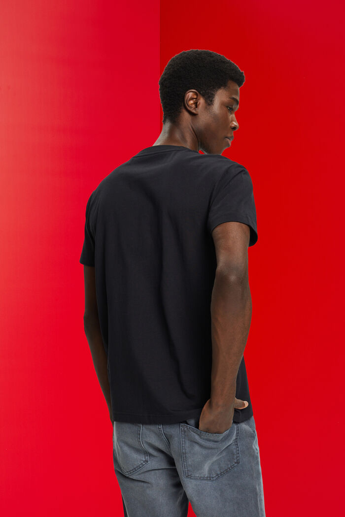 Katoenen T-shirt met logoprint op de borst, BLACK, detail image number 3