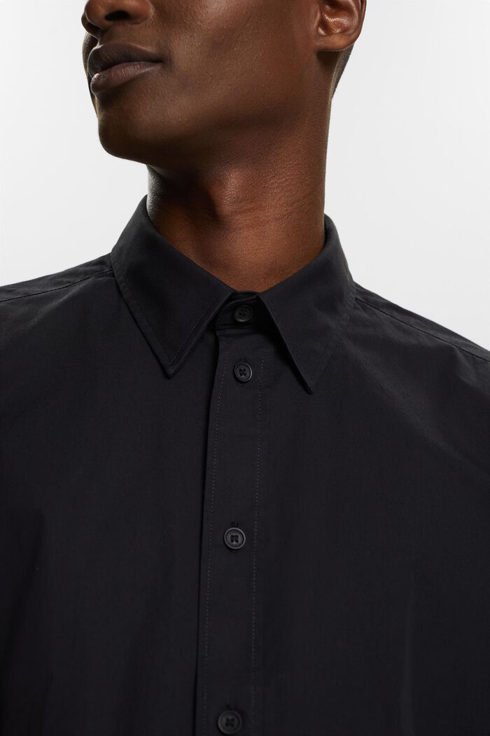 Shirt van katoen-popeline met korte mouwen, BLACK, detail image number 3