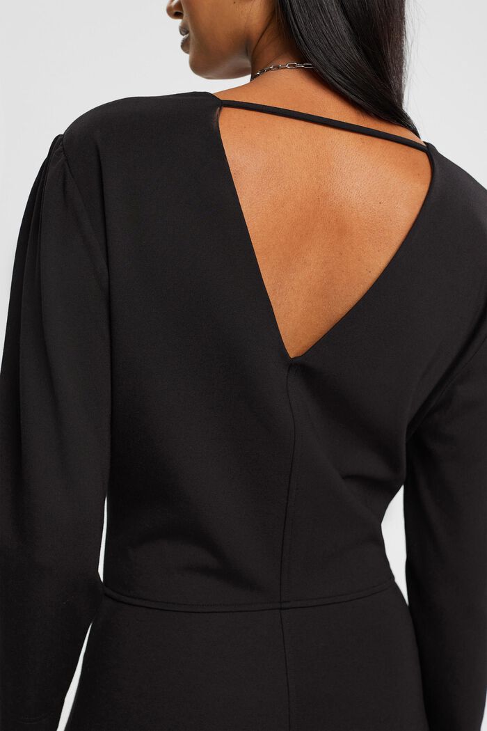 Midi-jurk met V-hals, BLACK, detail image number 4
