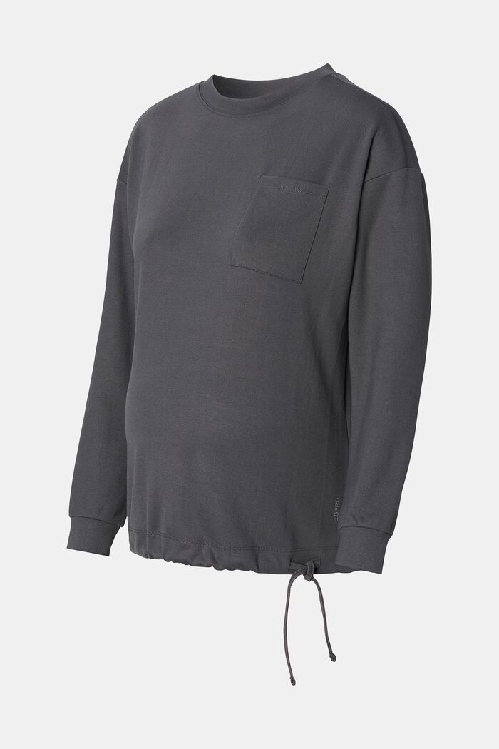 Gerecycled: sweatshirt met tunnelkoord, CHARCOAL GREY, overview