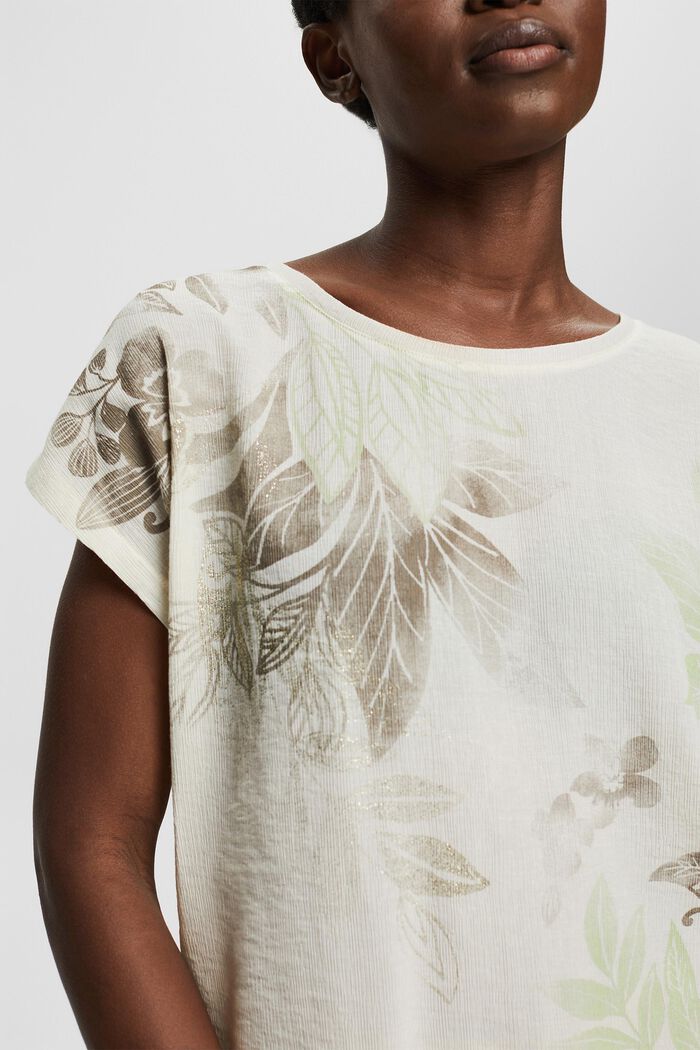 Met linnen: shirt van een materiaalmix met print, LIGHT BEIGE, detail image number 2