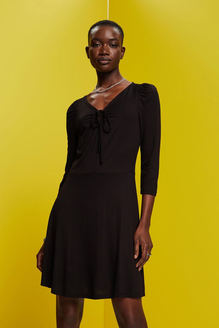 Jersey mini-jurk, LENZING™ ECOVERO™, BLACK, detail image number 0