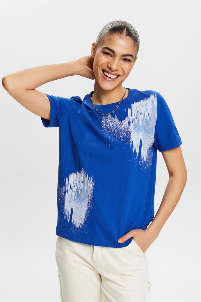 Katoenen T-shirt met grafische print, BRIGHT BLUE, detail image number 4