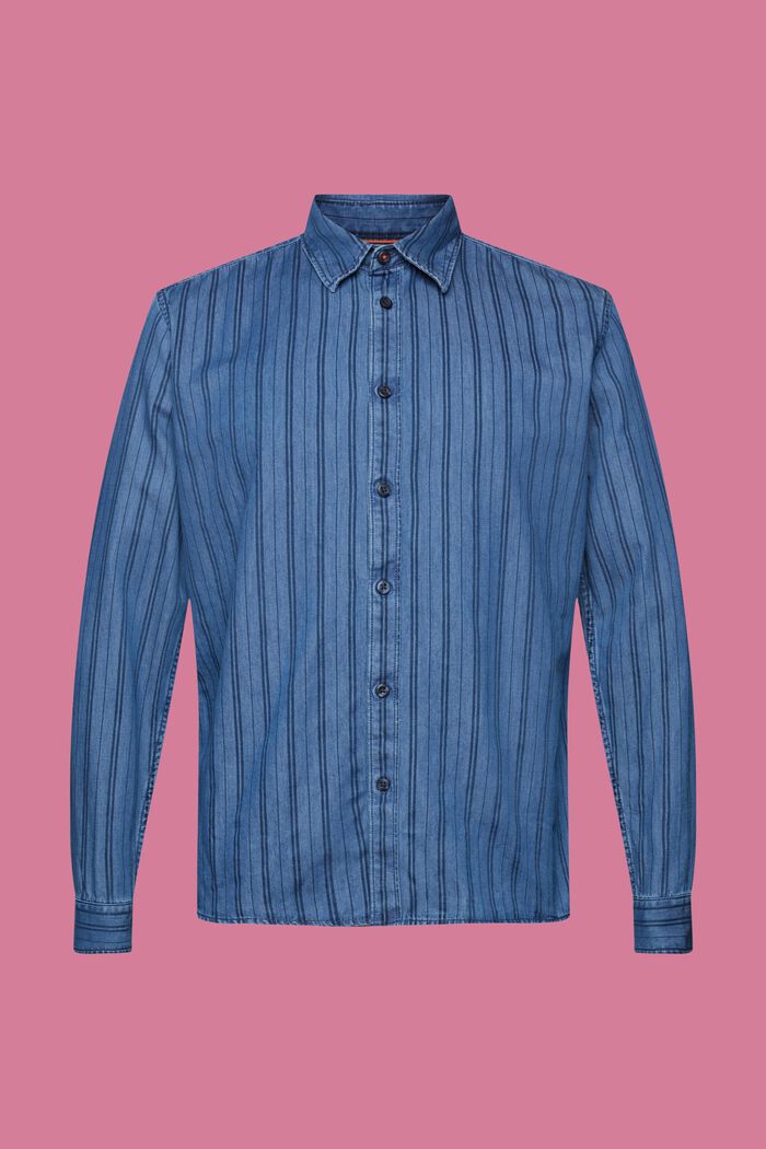 Slim fit denim shirt met strepen, NAVY, detail image number 5