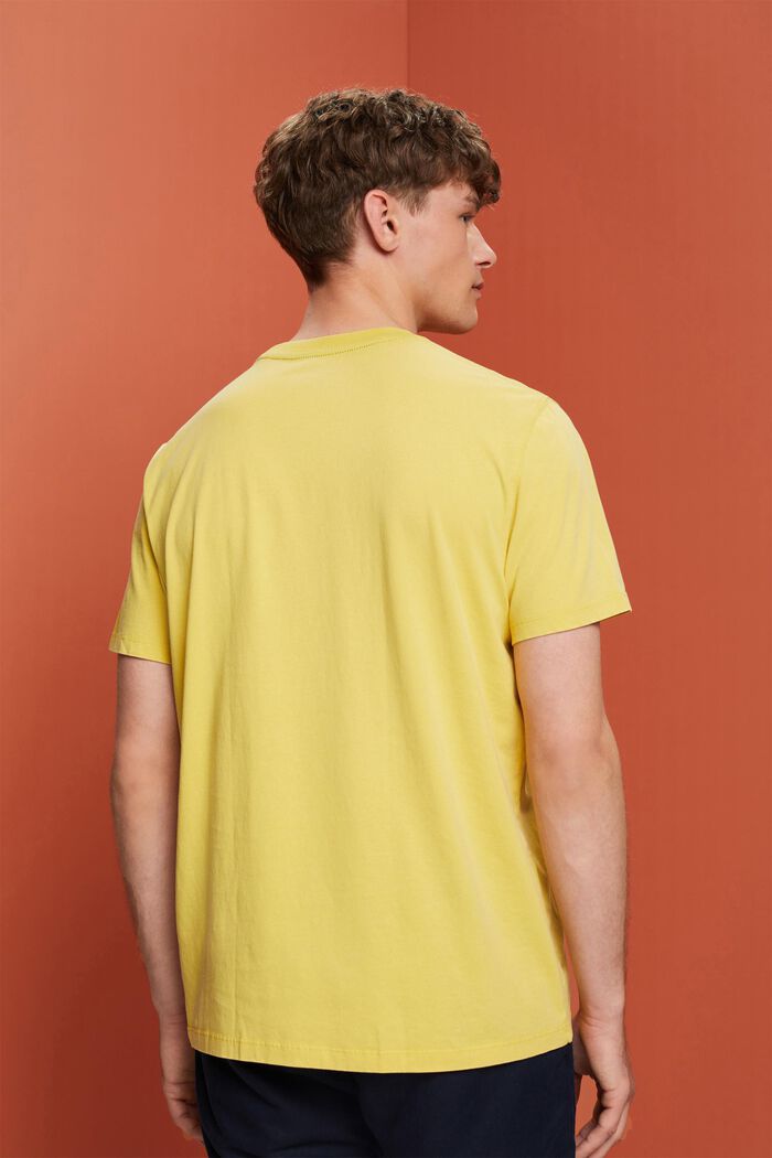 Garment-dyed jersey T-shirt, 100% katoen, DUSTY YELLOW, detail image number 3