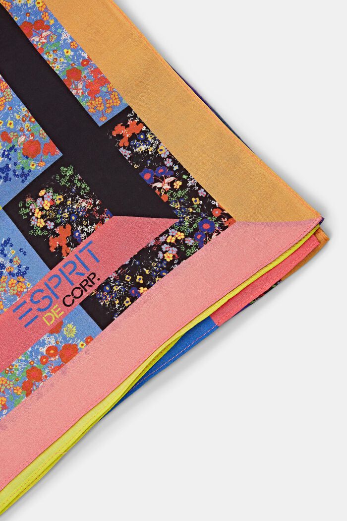 Vierkante sjaal met meerkleurig bloemmotief, BLACK, detail image number 2
