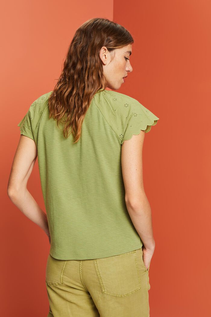 T-shirt van een materiaalmix, PISTACHIO GREEN, detail image number 3