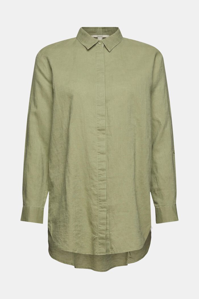 Oversized blouse van een linnenmix, LIGHT KHAKI, detail image number 2