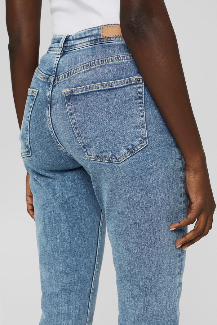 Cropped jeans van katoen-stretch, BLUE LIGHT WASHED, detail image number 2