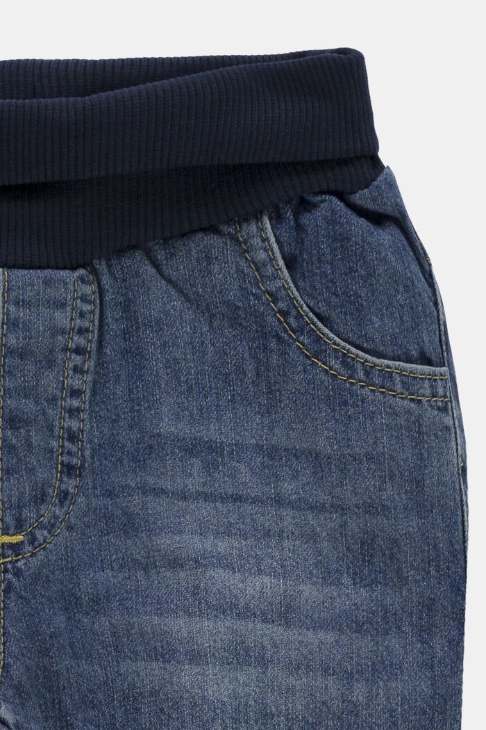 Jeans met een geribde band, 100% katoen, BLUE MEDIUM WASHED, detail image number 2