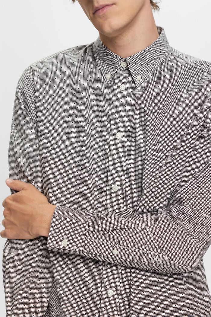 Buttondown-overhemd met motief, 100% katoen, DARK BROWN, detail image number 2